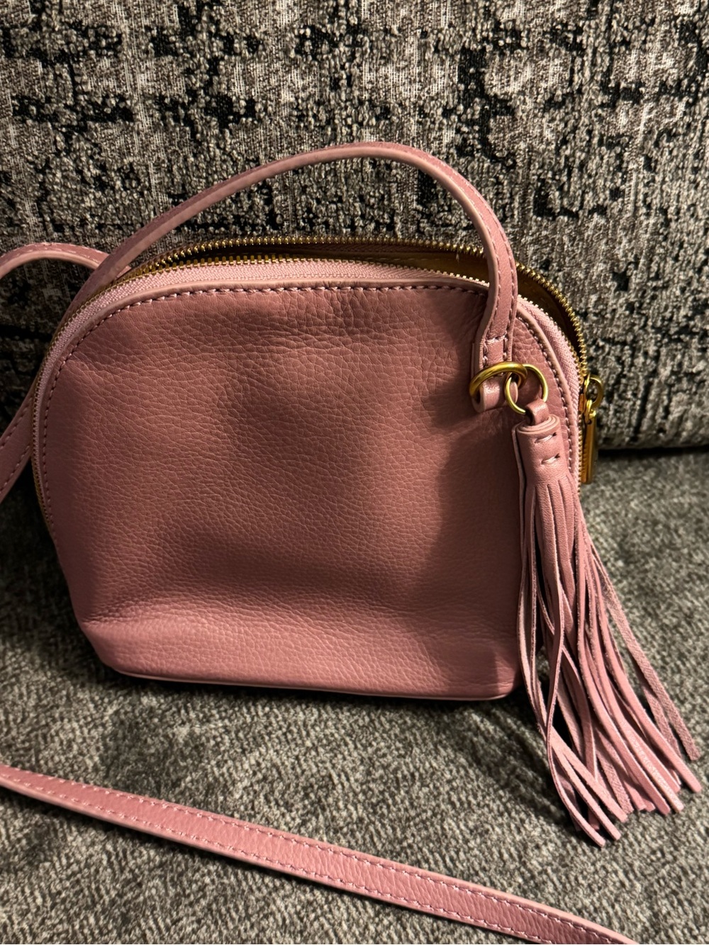 HOBO Pink Leather Crossbody Bag with Tassel
